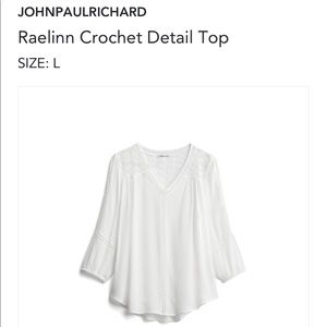 NWT JohnPaulRichard White Crochet Detail Top